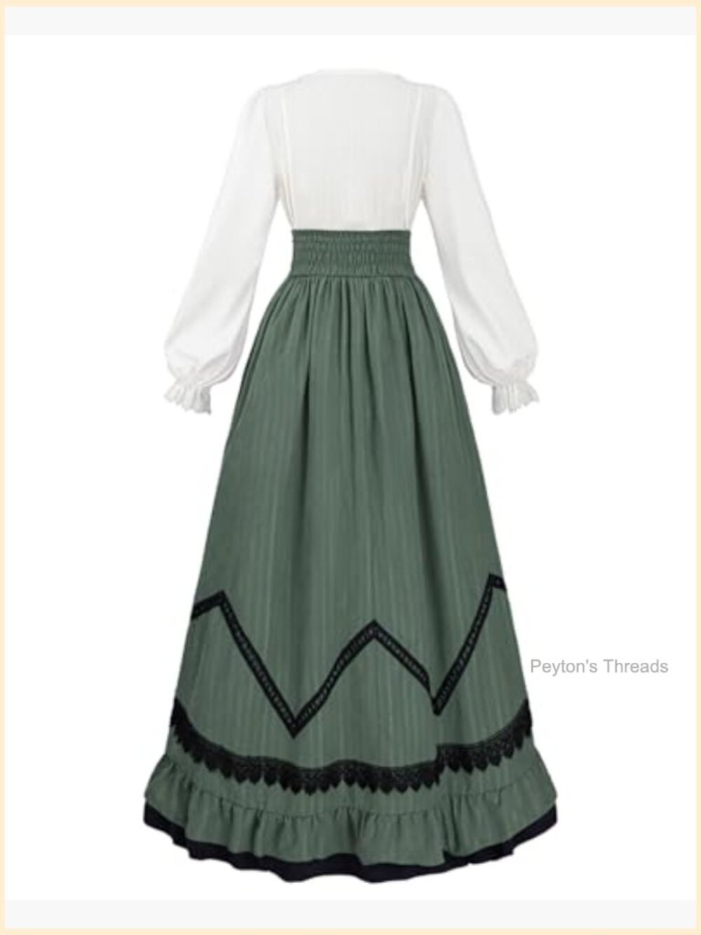 Victorian Renaissance Costume 2-Piece Velvet & Cotton A-Line Maxi Skirt - Picture 4 of 7